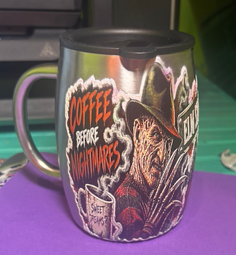 Example custom UV printed horror-themed mug
