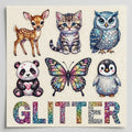 Glitter UV DTF print close up with sparkle finish