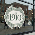 Window vinyl decal applied to glass