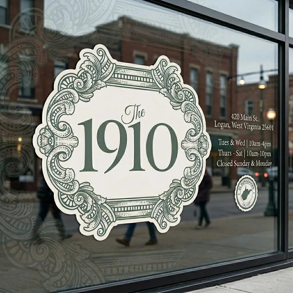 Window vinyl decal applied to glass